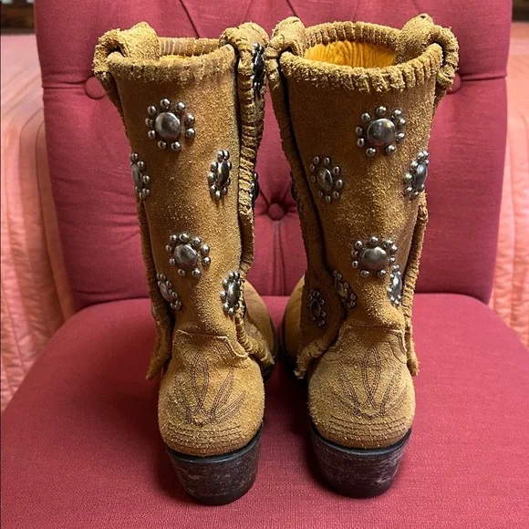 Old Gringo Silver Round Studded Suede Boots Tan size 7.5 - Picture 7 of 16